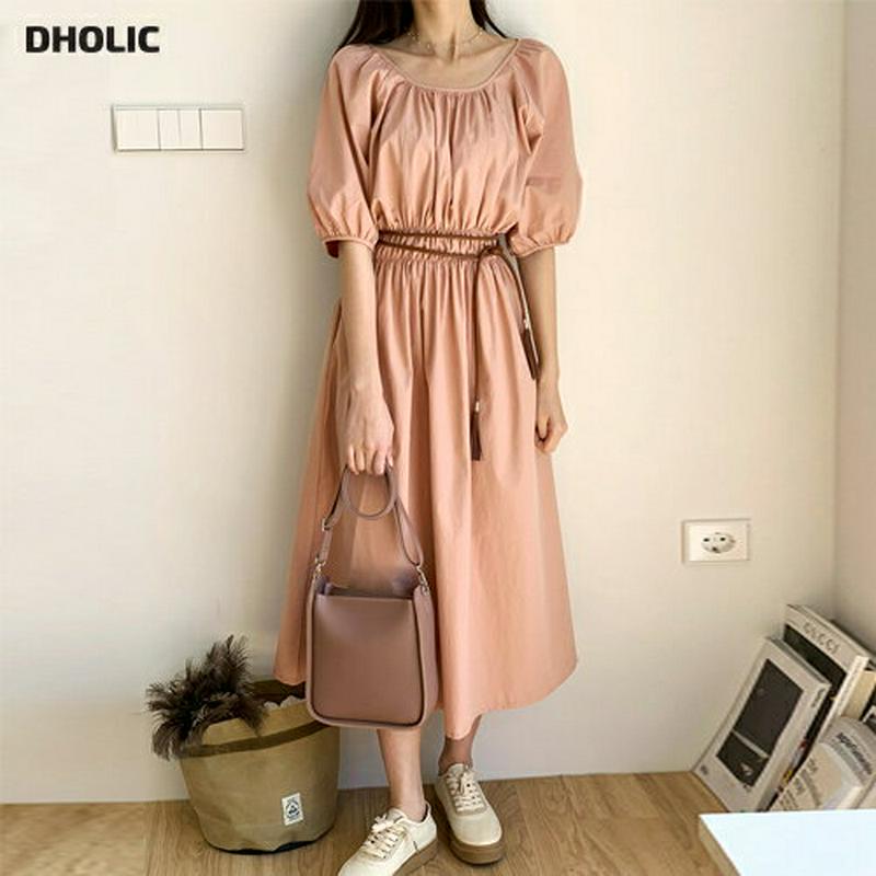 ギャザーパフワンピース・全3色・t55221 レディース 【ops】【ワンピース ロング ロング丈 半袖 パフスリーブ ラグラン