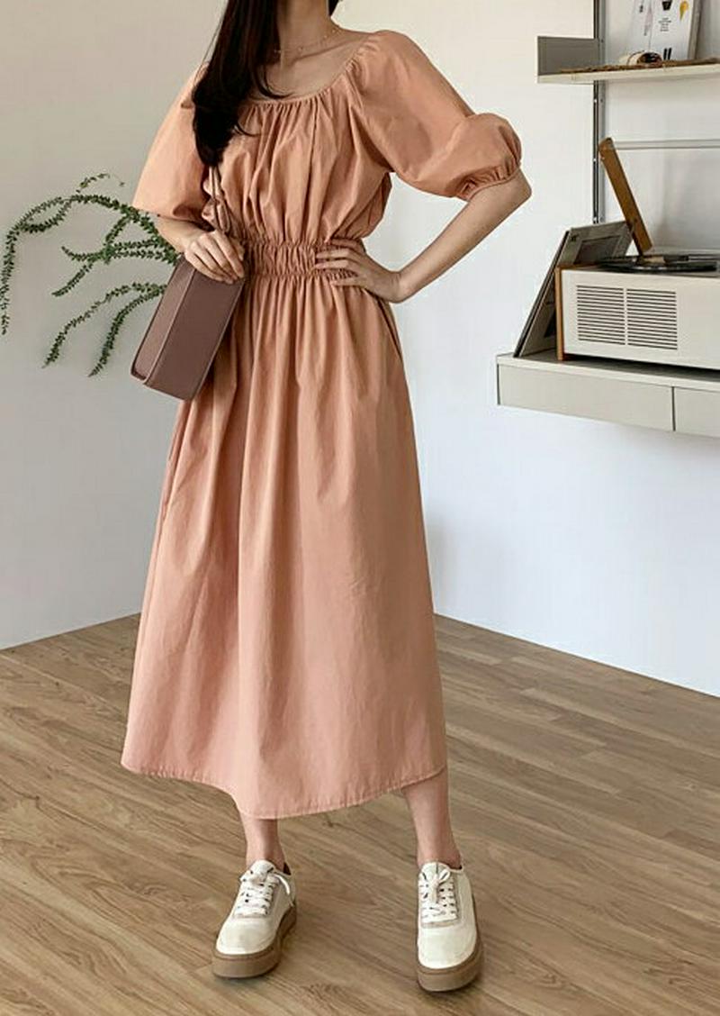 ギャザーパフワンピース・全3色・t55221 レディース 【ops】【ワンピース ロング ロング丈 半袖 パフスリーブ ラグラン