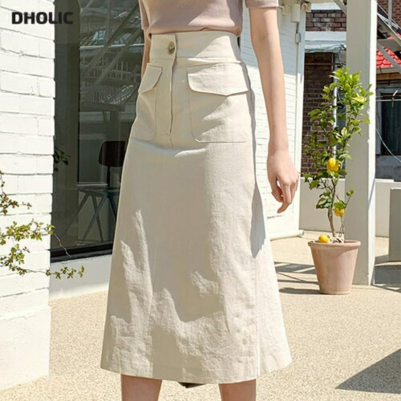 ポケットAラインスカート・全3色・b55223 レディース 【sk】【スカート ロング丈 ロング Aライン ポケット スリット 