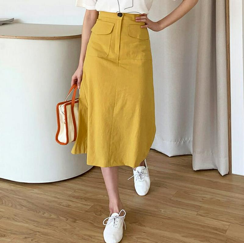 ポケットAラインスカート・全3色・b55223 レディース 【sk】【スカート ロング丈 ロング Aライン ポケット スリット 