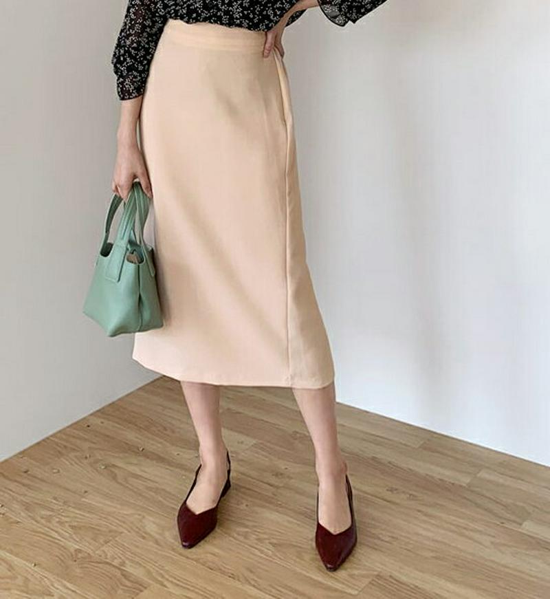 Hラインロングスカート・全3色・t55225 レディース 【sk】【スカート ロング ロング丈 Hライン スリット ウエストゴム