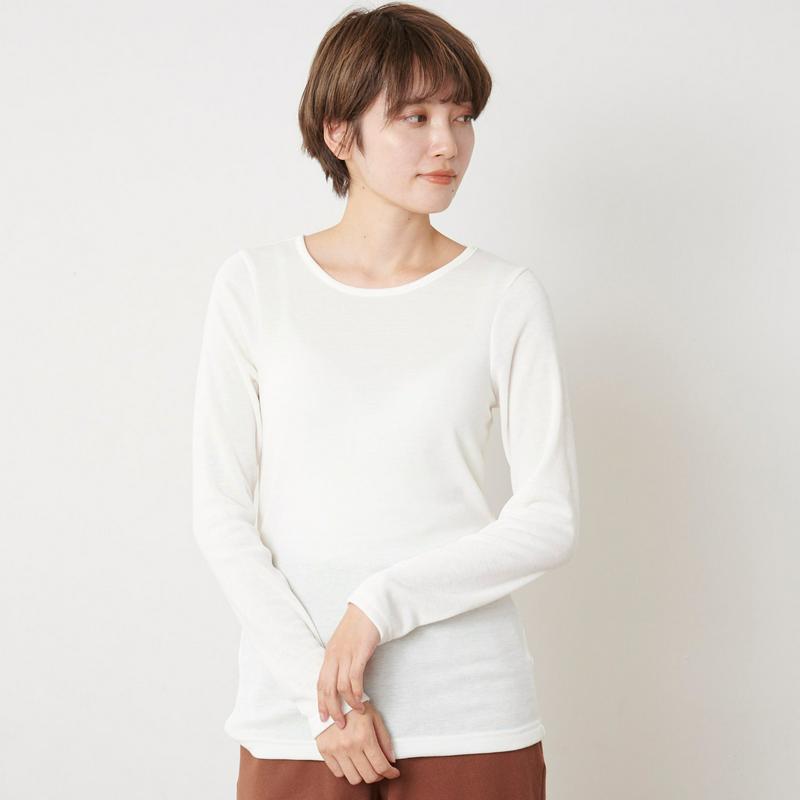 シアバター加工裏フライス起毛ＵネックＴシャツ