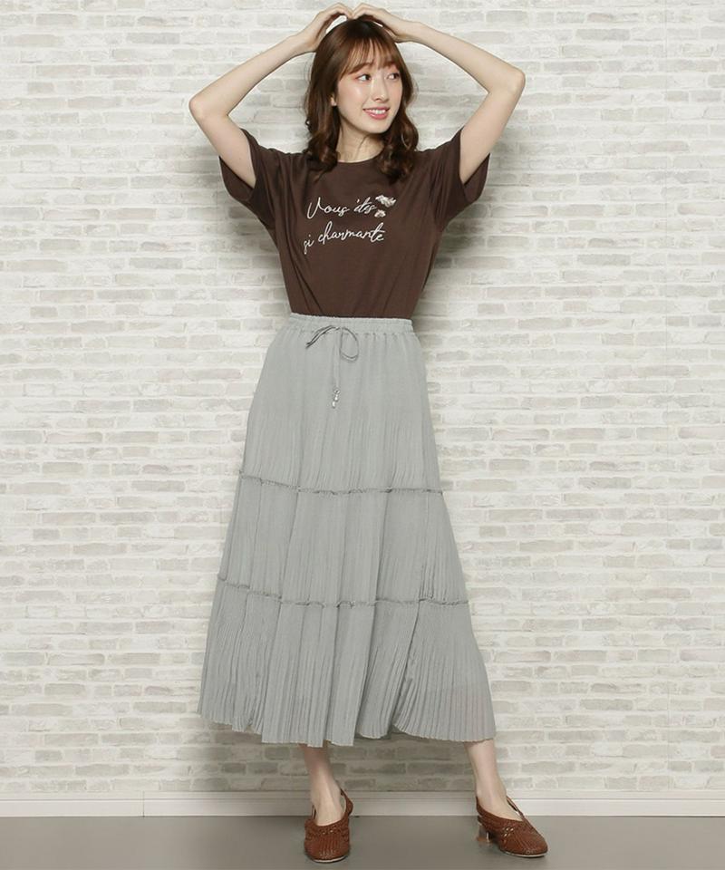 ロゴ×フラワー刺繍Tシャツ