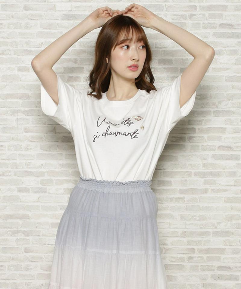 ロゴ×フラワー刺繍Tシャツ