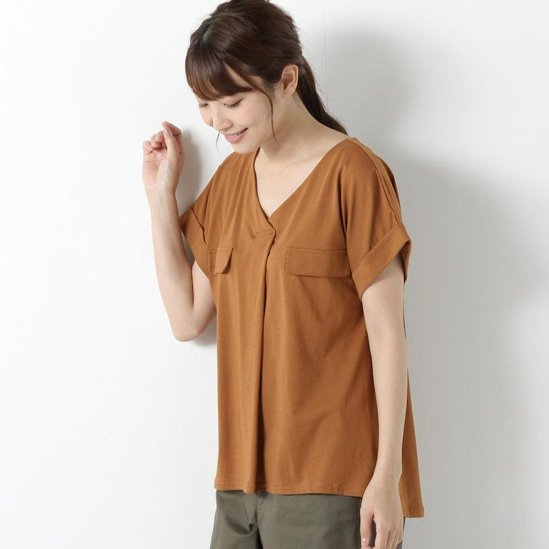 【接触冷感】柔らか綿素材ＶネックＴシャツ