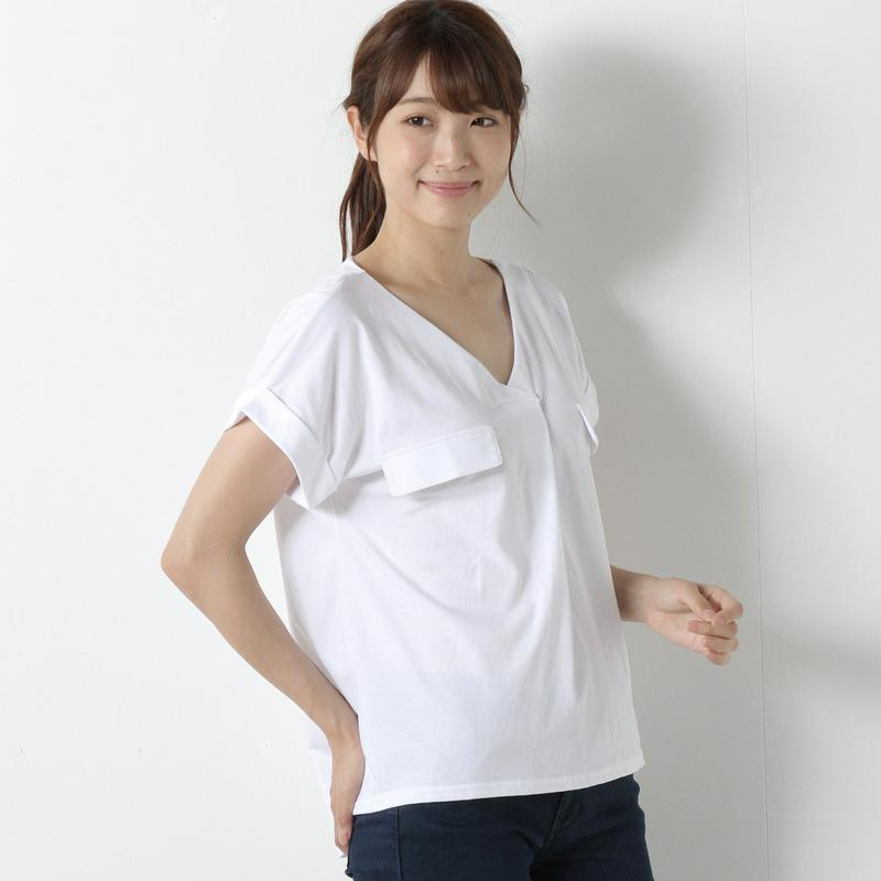 【接触冷感】柔らか綿素材ＶネックＴシャツ