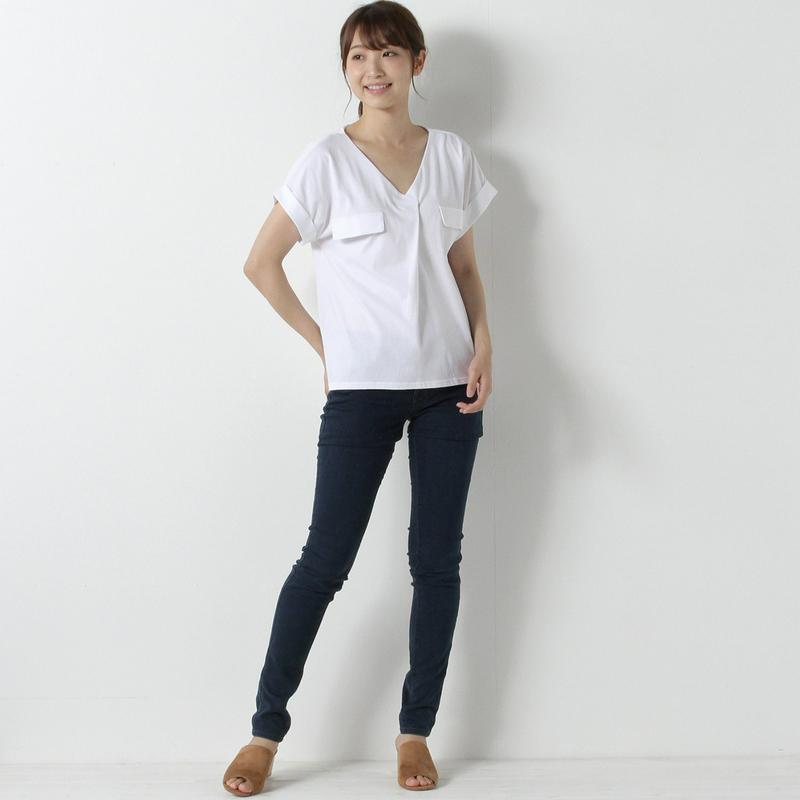 【接触冷感】柔らか綿素材ＶネックＴシャツ