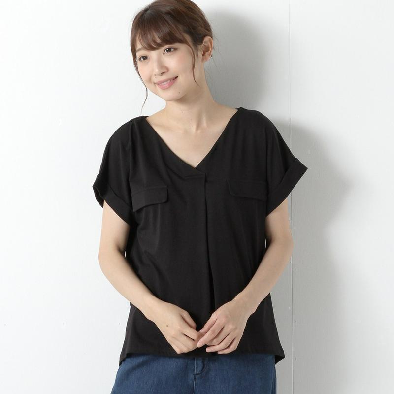 【接触冷感】柔らか綿素材ＶネックＴシャツ