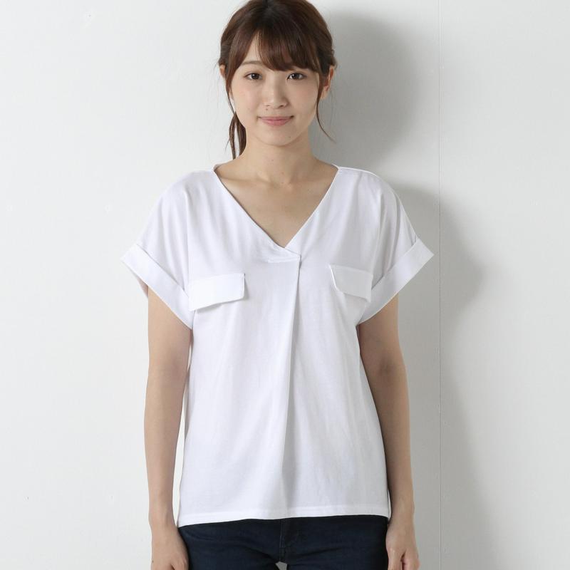 【接触冷感】柔らか綿素材ＶネックＴシャツ