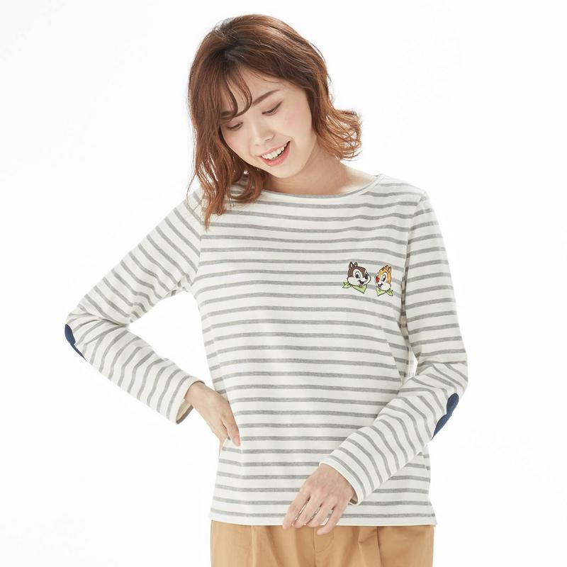 ボートネックボーダー長袖Ｔシャツ（レディース）（選べるキャラクター）（ディズニー）