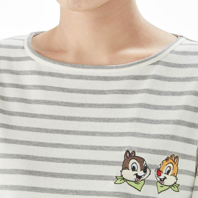 ボートネックボーダー長袖Ｔシャツ（レディース）（選べるキャラクター）（ディズニー）