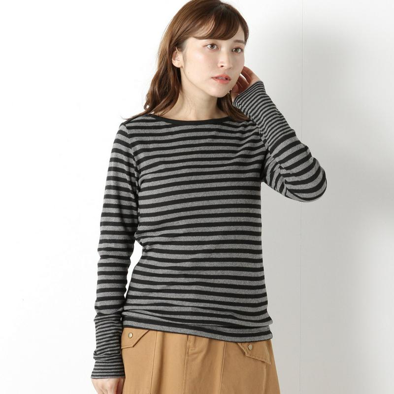 インナーにも◎ボーダー切替ボートネック長袖Ｔシャツ