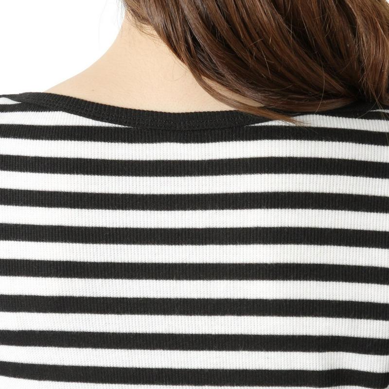 インナーにも◎ボーダー切替ボートネック長袖Ｔシャツ