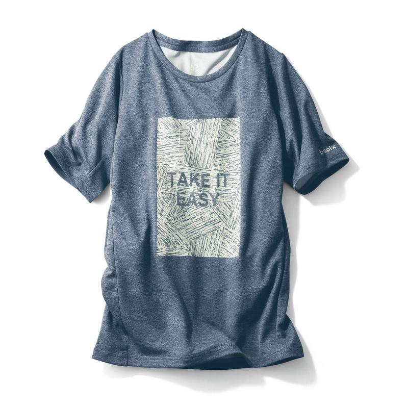 さらさらメッシュ素材・ロゴプリントクルーネック半袖Ｔシャツ【Ｓ～３Ｌ】
