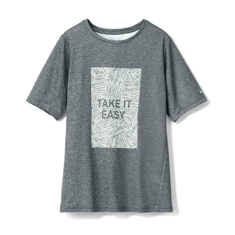 さらさらメッシュ素材・ロゴプリントクルーネック半袖Ｔシャツ【Ｓ～３Ｌ】
