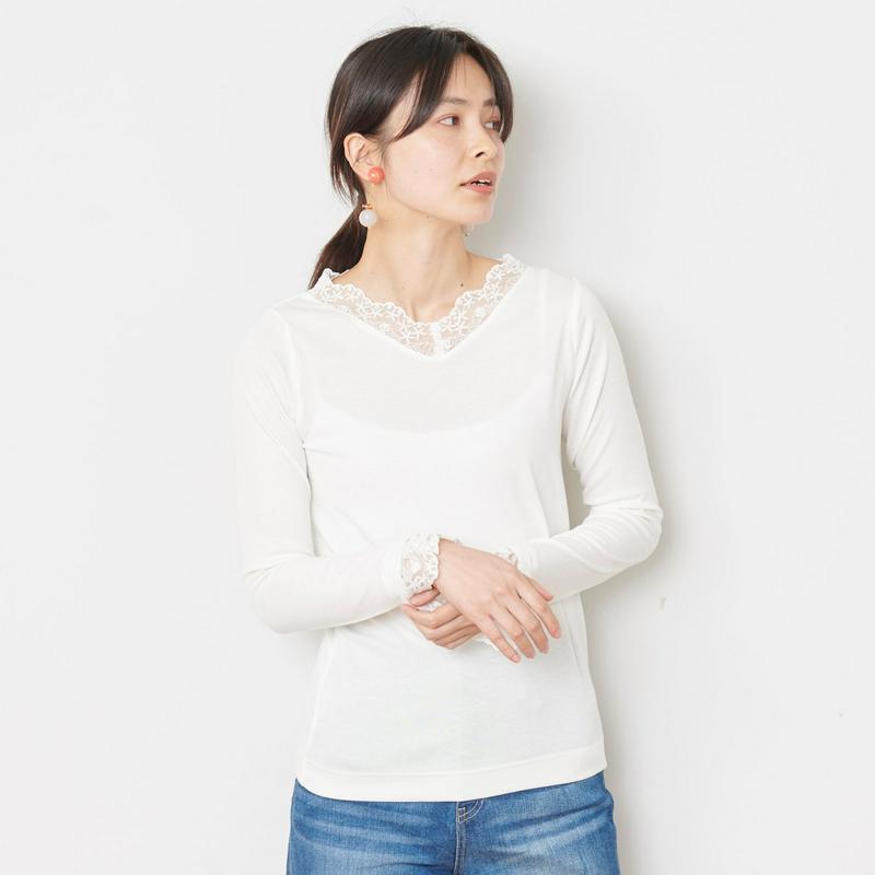 もちもちレース付プルオーバー
