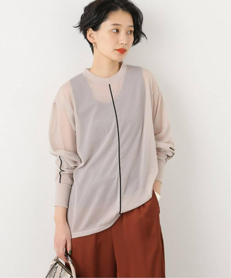 【CLANE / クラネ】COLOR LINE SHEER LONG SLEEVE TOPS：カットソー