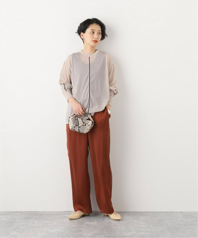 【CLANE / クラネ】COLOR LINE SHEER LONG SLEEVE TOPS：カットソー