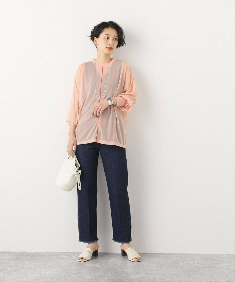 【CLANE / クラネ】COLOR LINE SHEER LONG SLEEVE TOPS：カットソー