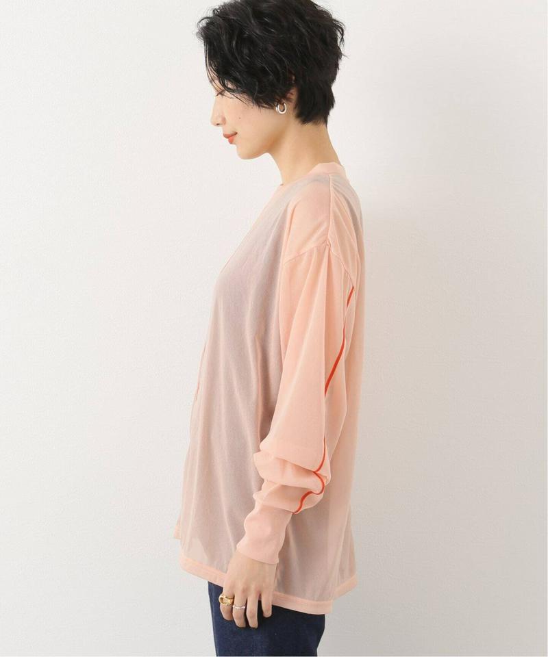 【CLANE / クラネ】COLOR LINE SHEER LONG SLEEVE TOPS：カットソー