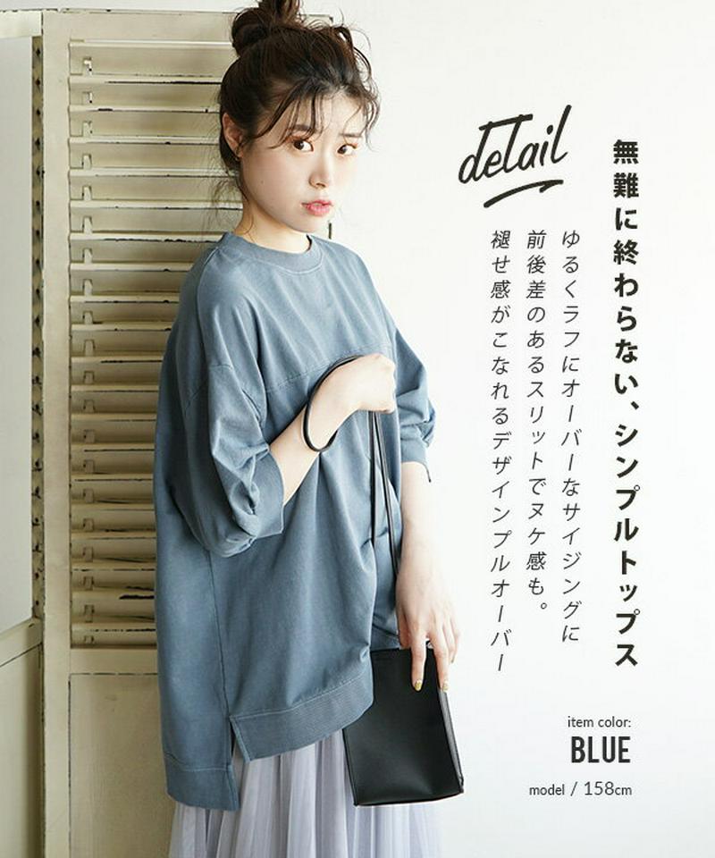 プルオーバー / 味のあるヴィンテージ感「ピグメント加工」の ボリューム袖 。 レディース トップス Tシャツ カットソー オー