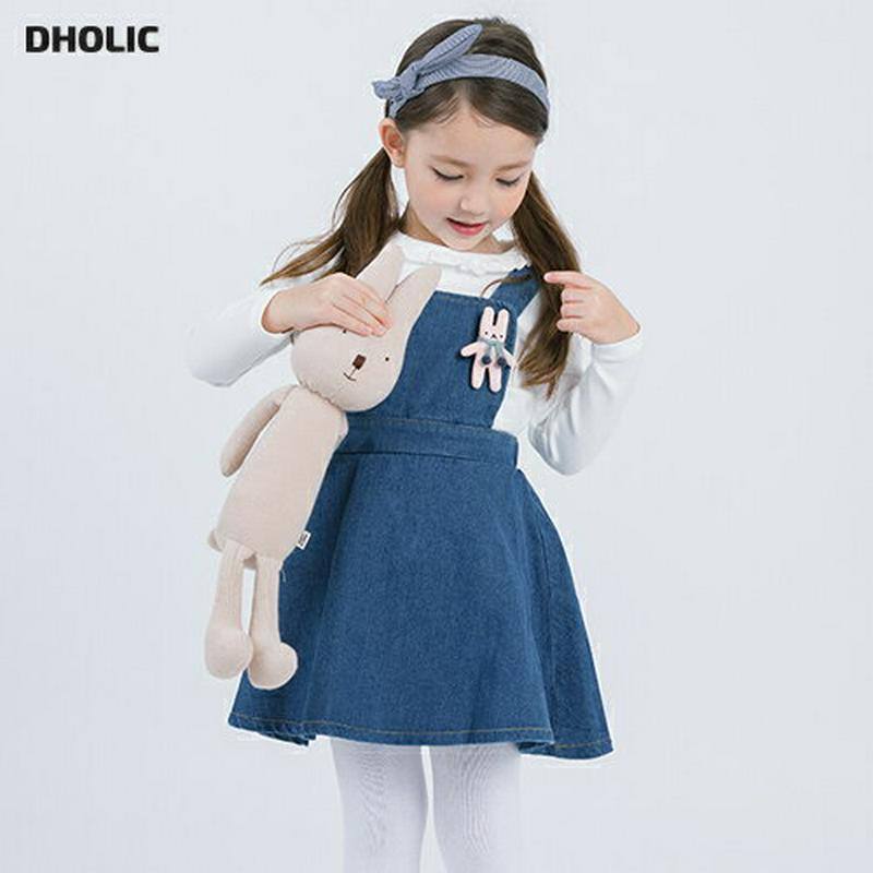 ラビットブローチ付サロペットスカート・p001066 キッズ【3~8才】【sk】【サロペット ジャンプスカート デニム ブローチ うさぎ ウサギ スカート カジュアル ガーリー 子供 こども 子供服 こども服】【KIDS】