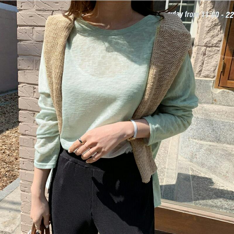 スリットヘムシアーTシャツ・全3色・b61709 レディース【tops】【トップス Tシャツ 長袖 シアー 透け感 シースルー 