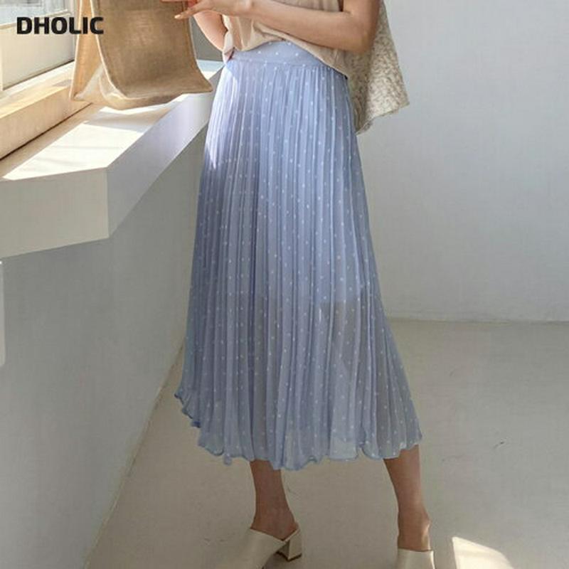 ドットプリーツスカート・全4色・b58742 レディース 【sk】【スカート ロングスカート ロング ドット 柄 プリーツ プリ