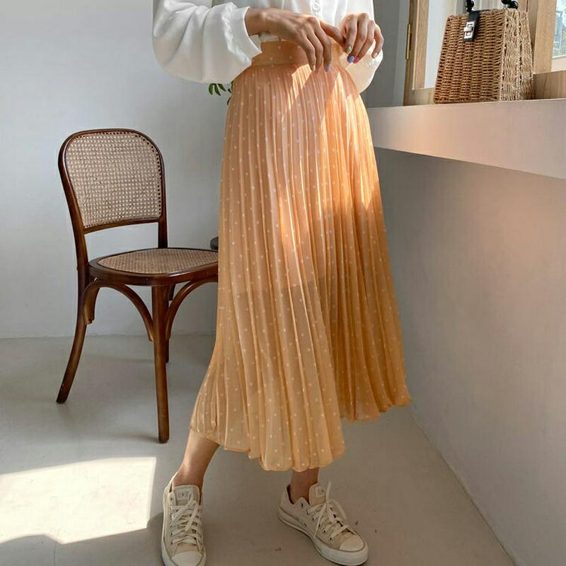 ドットプリーツスカート・全4色・b58742 レディース 【sk】【スカート ロングスカート ロング ドット 柄 プリーツ プリ