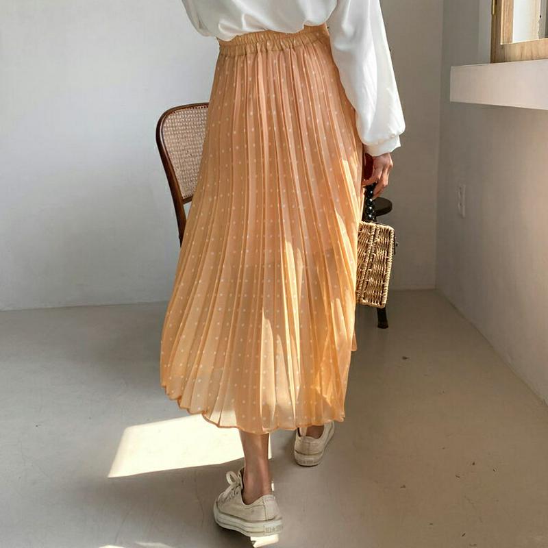 ドットプリーツスカート・全4色・b58742 レディース 【sk】【スカート ロングスカート ロング ドット 柄 プリーツ プリ