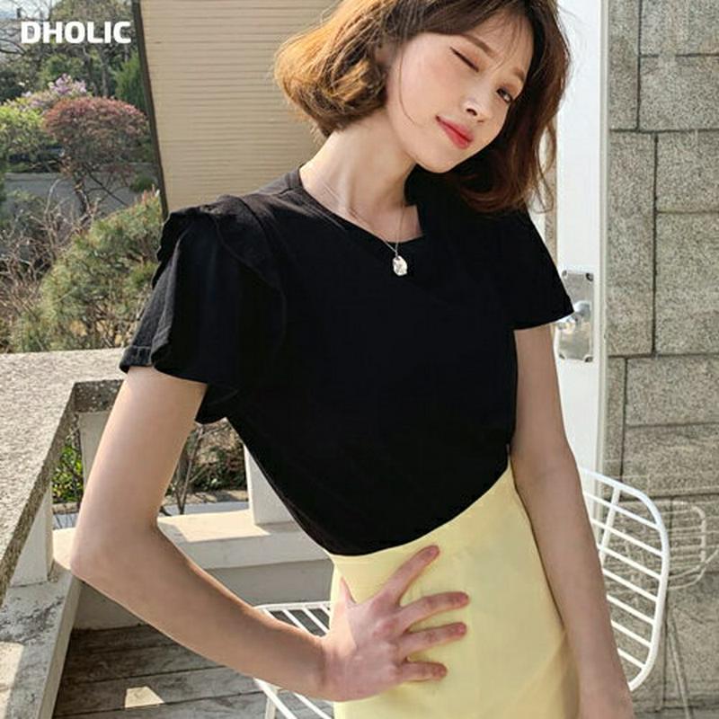 フリルショルダーTシャツ・全4色・b58715 レディース 【tops】【トップス Tシャツ 半袖 フリル フリルショルダー 袖