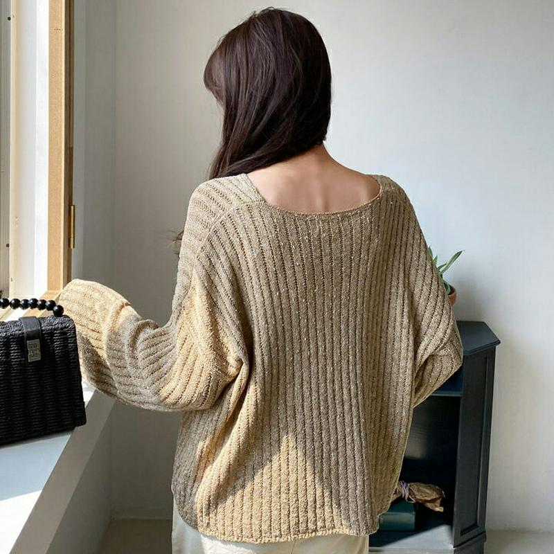 Vネックメランジニット・全3色・t58816 レディース 【tops】【トップス ニット ニットトップス 長袖 メランジ Vネッ