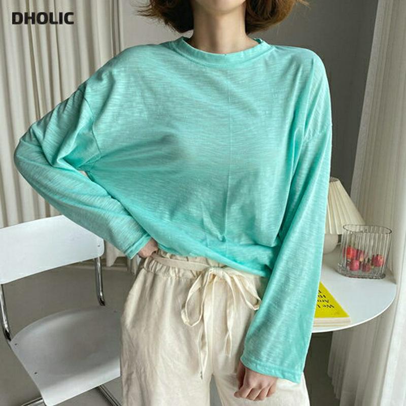 ルーズラウンドネックTシャツ・全5色・t58815 レディース 【tops】【トップス Tシャツ 長袖 ロンT 無地T ゆったり
