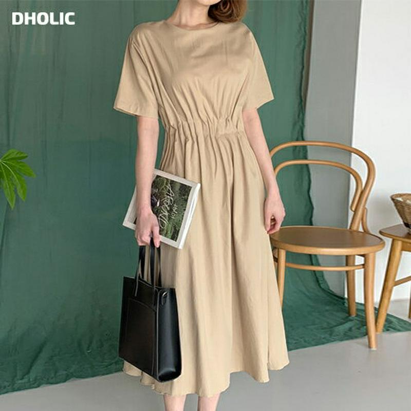 ウエストギャザーワンピース・全2色・b58736 レディース 【ops】【ワンピース　ロング ロングワンピース 半袖 ハーフスリ