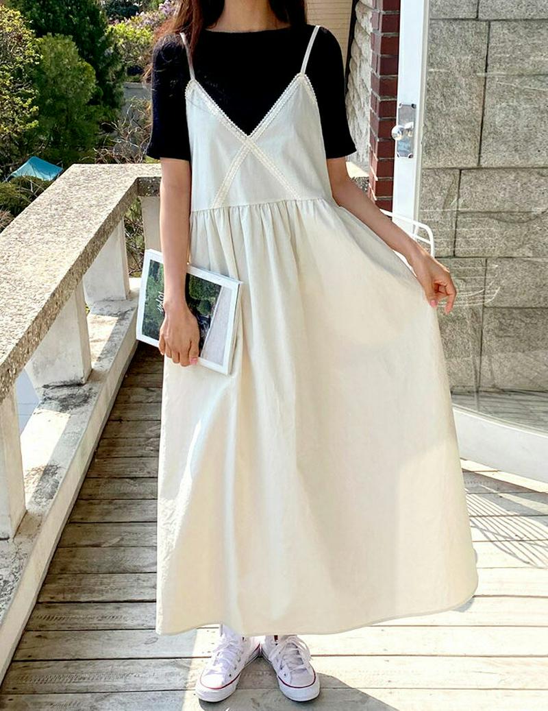 レースキャミワンピース・全3色・t58733 レディース 【ops】【ワンピース ロング ロングワンピース レース キャミソール