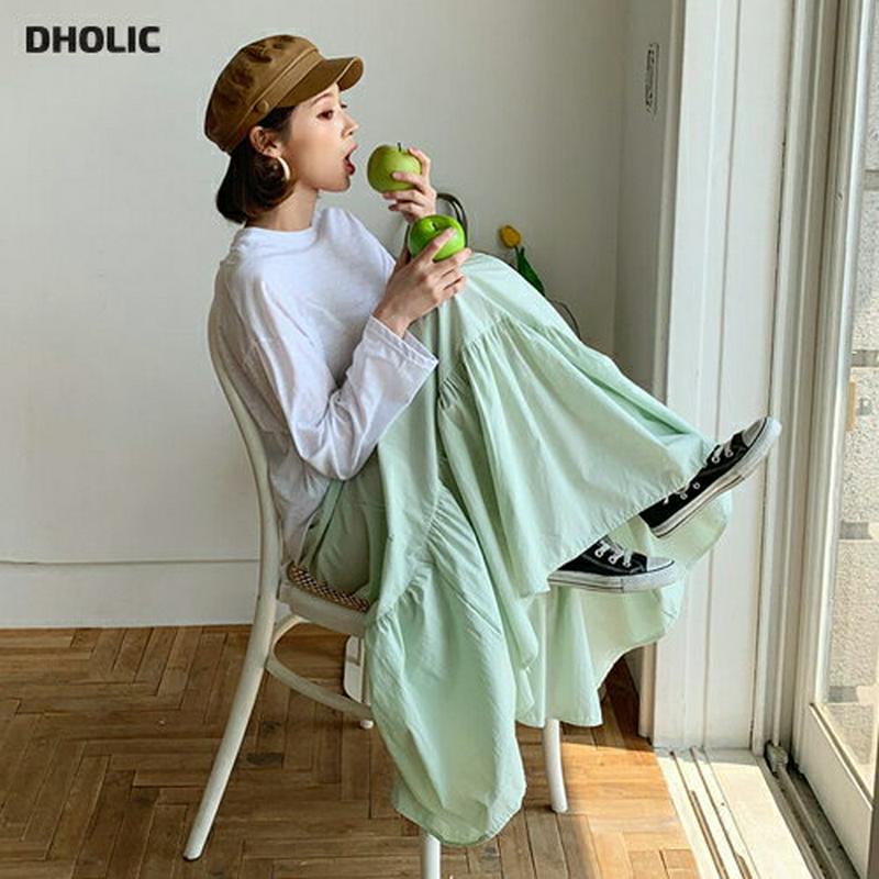 ギャザーヘムスカート・全3色・t58740 レディース 【sk】【スカート　ロングスカート　ロング ギャザー 単色 シンプル カ