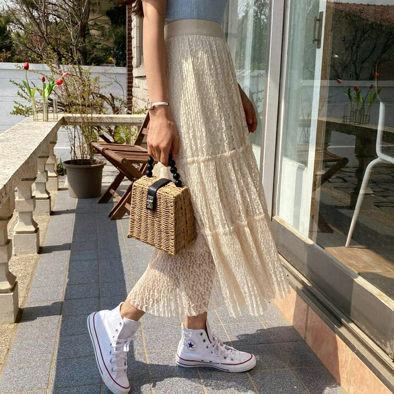 レースティアードスカート・全2色・b58810 レディース 【sk】【スカート ロング ロングスカート レース 総レース　ティア