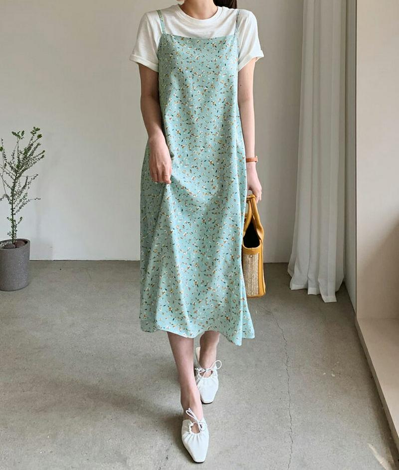 小花柄キャミワンピース・全3色・t61668 レディース【ops】【ワンピース スリーブレス ノースリーブ キャミソールワンピー