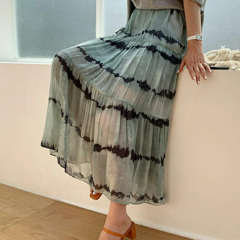 パターンシフォンロングスカート・全2色・b61674 レディース【sk】【スカート ロング ロングスカート 総柄 シフォン シフ