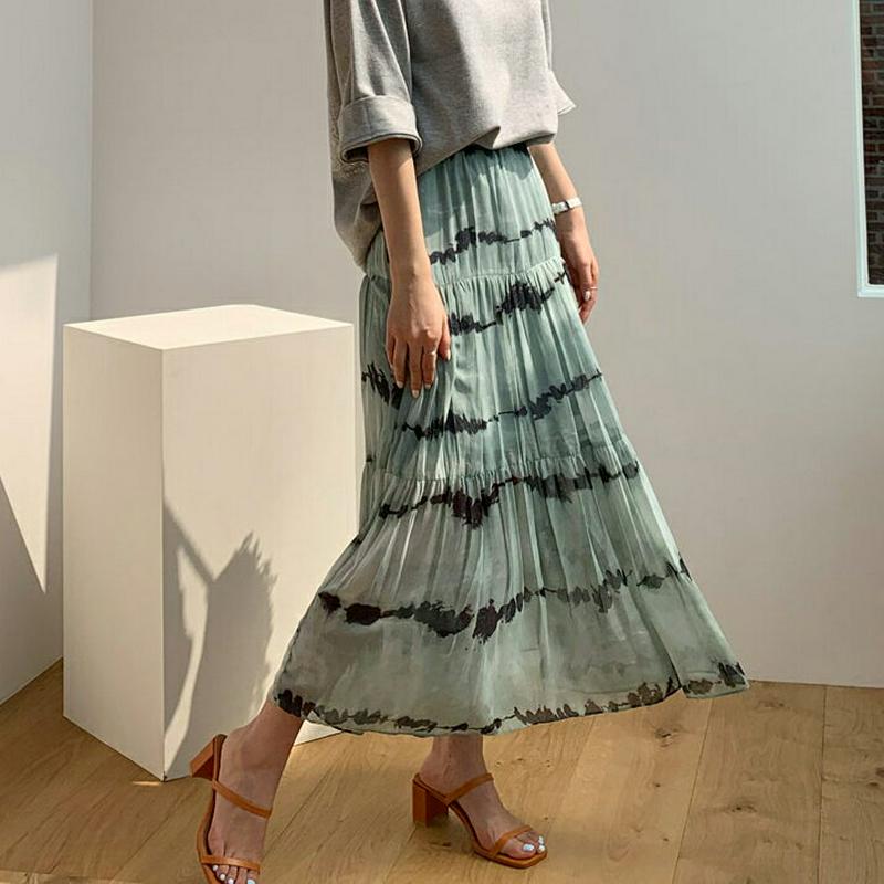 パターンシフォンロングスカート・全2色・b61674 レディース【sk】【スカート ロング ロングスカート 総柄 シフォン シフ