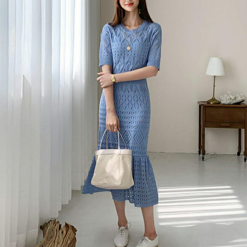 レースニットワンピース・全4色・b55798 レディース 【ops】【ワンピース ロング ロングワンピース ニット ニットワンピ