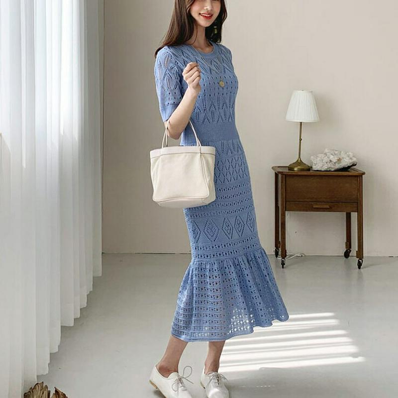 レースニットワンピース・全4色・b55798 レディース 【ops】【ワンピース ロング ロングワンピース ニット ニットワンピ