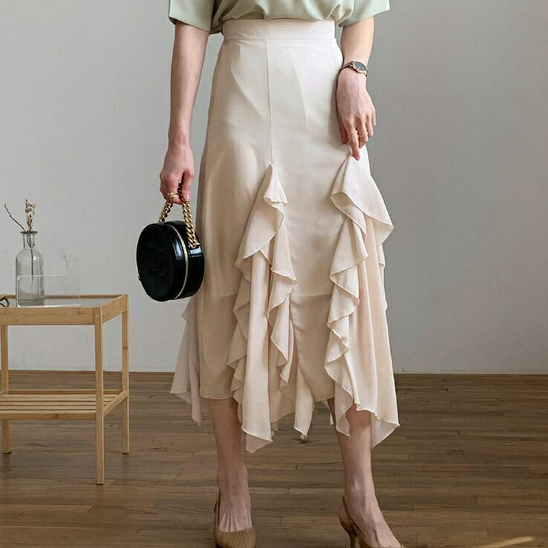 シフォンフリルスカート・全3色・b55788 レディース 【sk】【スカート ロングスカート ロング フリル シフォン ガーリー