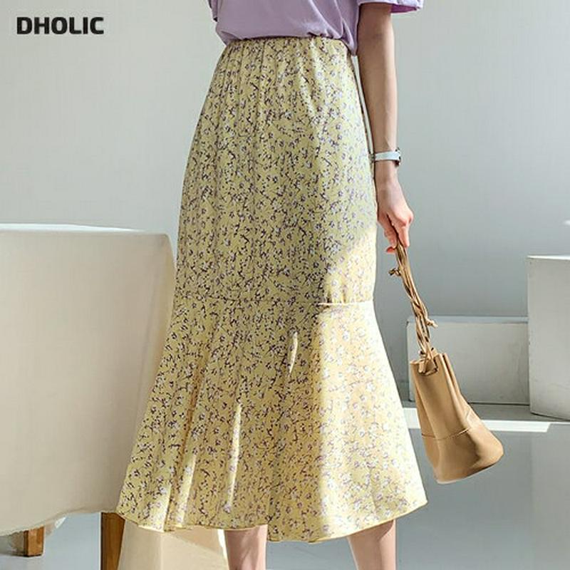 ラッフル小花柄スカート・全3色・b55790 レディース 【sk】【スカート ロングスカート ロング 花柄 フラワー　総柄 ラッ