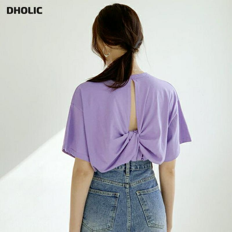 バックツイストTシャツ・全5色・b55729 レディース 【tops】【トップス Tシャツ バックツイスト 背中見せ バックシャ