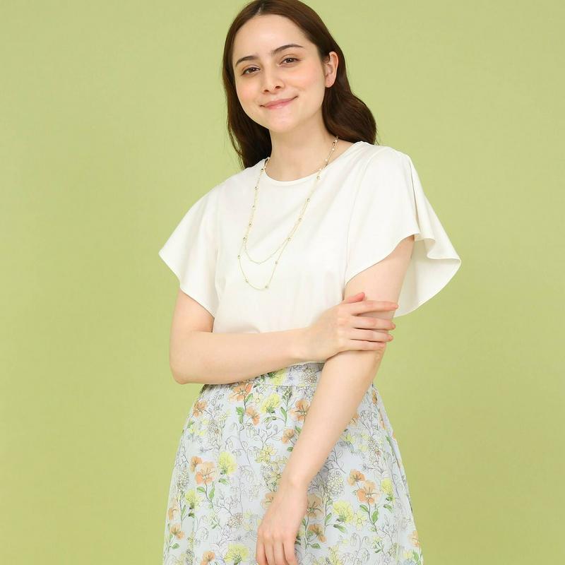 シルスムースフレアスリーブＴシャツ