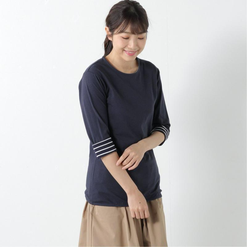 袖折り返して可愛い◎コットン１００％トリミングチュニック