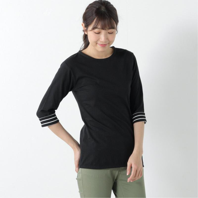 袖折り返して可愛い◎コットン１００％トリミングチュニック