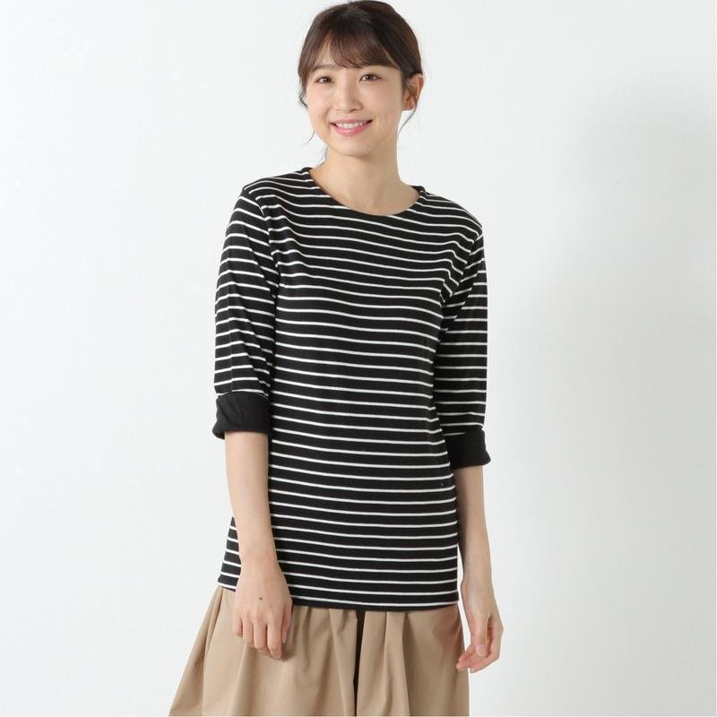 袖折り返して可愛い◎コットン１００％トリミングチュニック