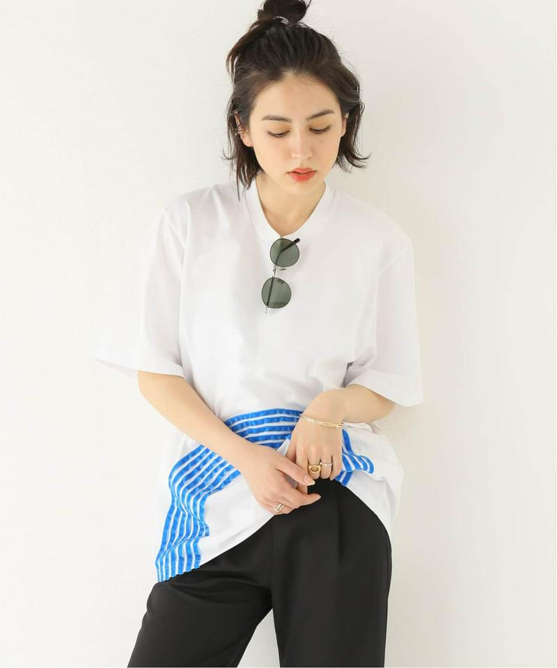 【DIMA LEU/ディマレウ】WHITE-TEE RAINBOW LIGHT BLUE：Tシャツ（JOURNAL STANDA